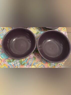 Set of 2 Longaberger Woven Traditions Eggplant 6 inch Cereal/Soup Bowls
